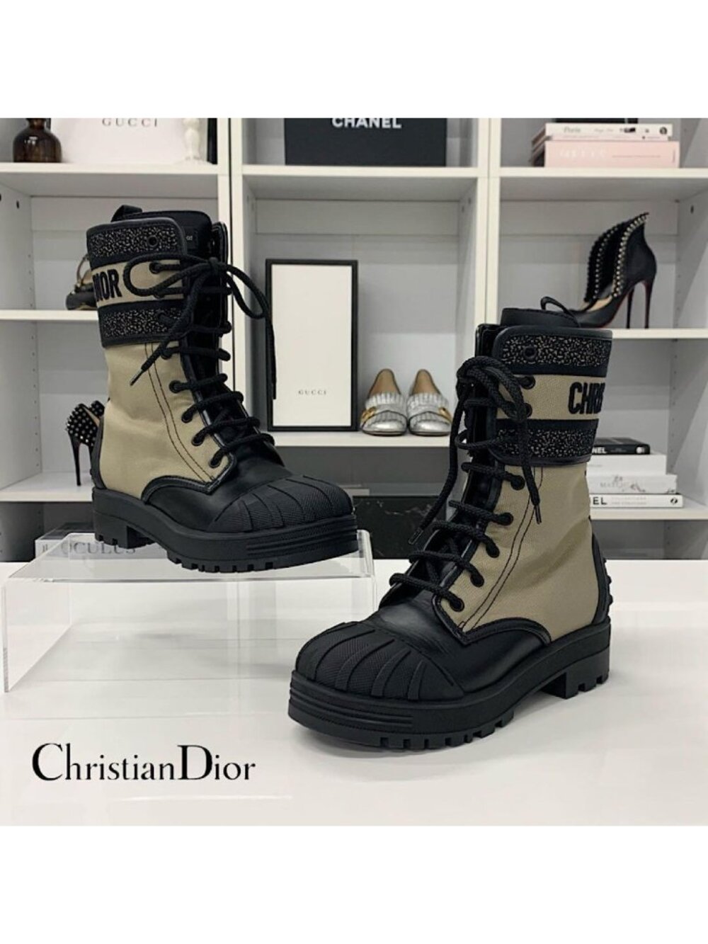 Dior D-major Calfskin Fabric Boots